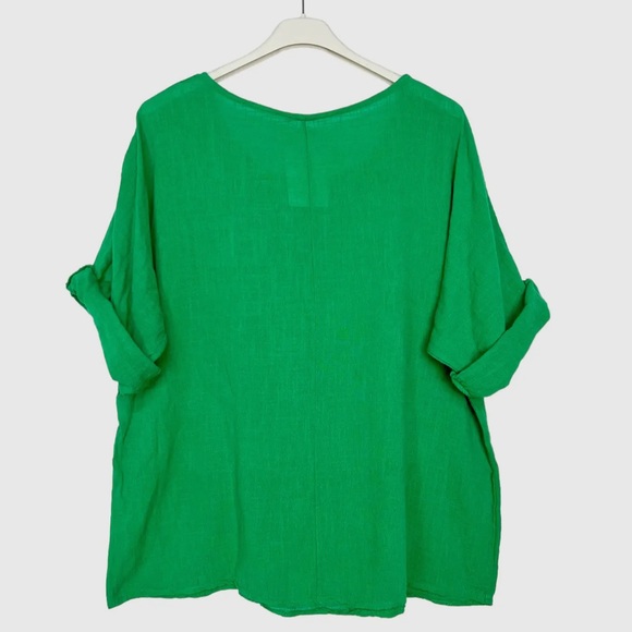 Made in Italy Linen Cotton Light Weight Top With Flower Pattern - Picture 2 of 2